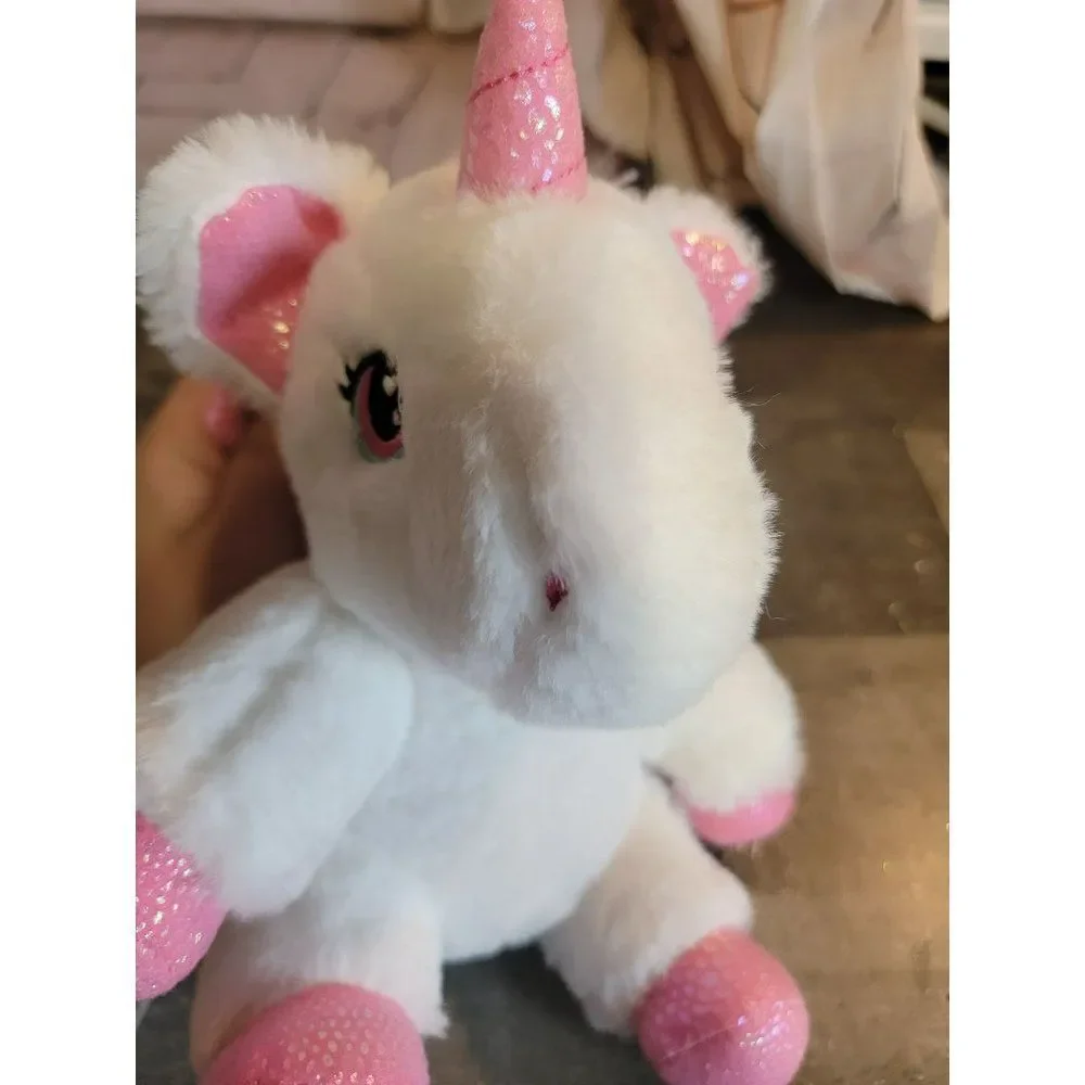 Pink white glitter Pegasus unicorn mythical creature‎ plush stuffed animal